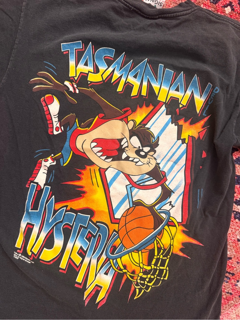 Vintage 1994 WB Looney Tunes Taz’s Sports Club Space Jam Basketball Bugs Bunny T